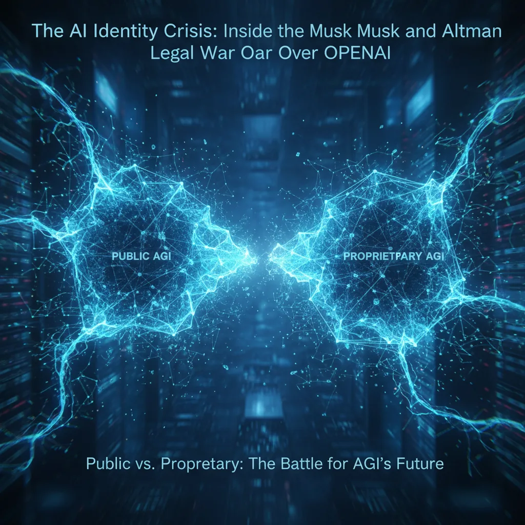Editorial illustration for: The AI Identity Crisis: Inside the Musk and Altman Legal War Over OpenAI