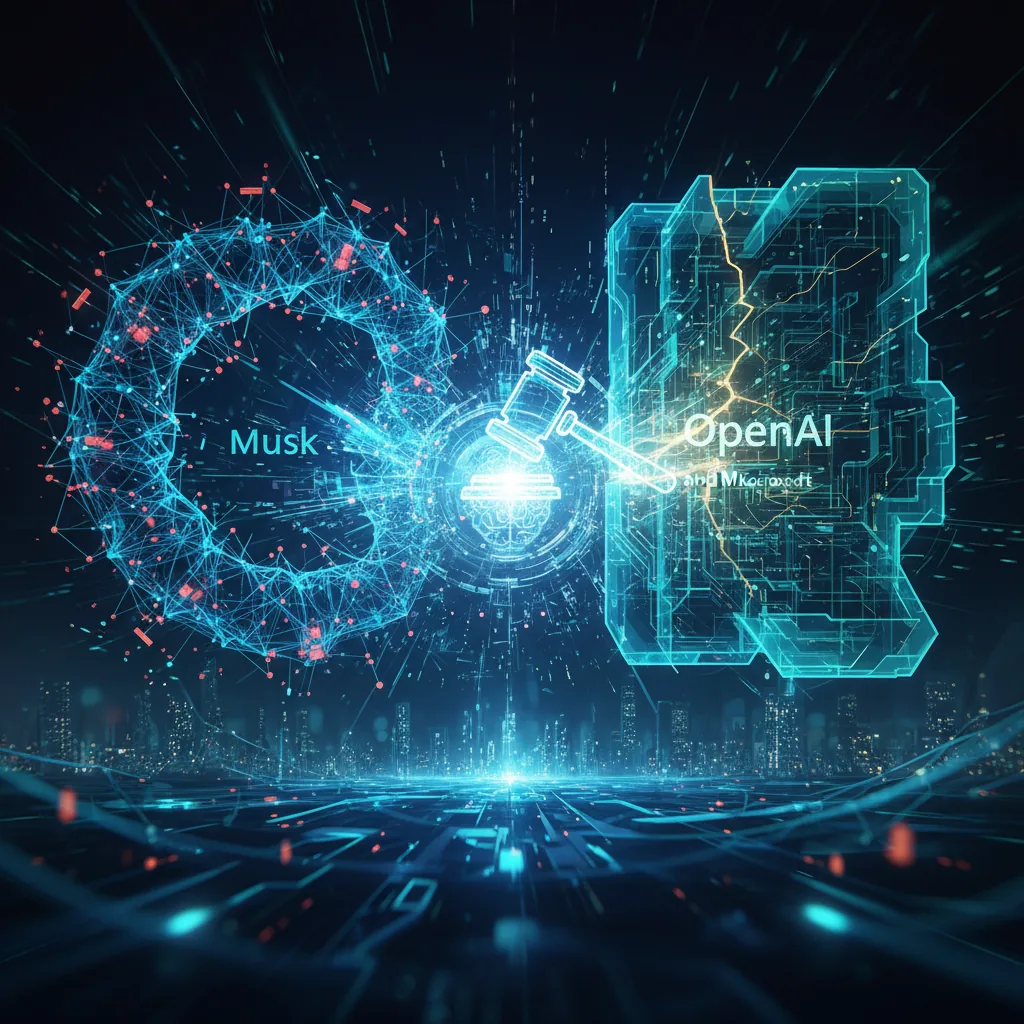 Editorial illustration for: The Trial for the Soul of AI: Inside the Musk vs. OpenAI Legal War